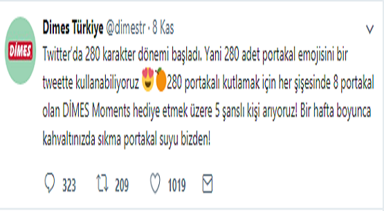 Twitter’ın ilk 280 karakter kampanyası Dimes`den