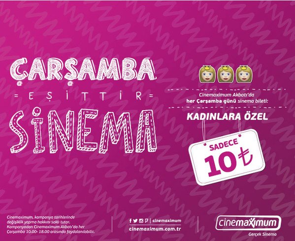 Akbatı AVM `de Her Çarşamba Sinema Bileti 10 TL 