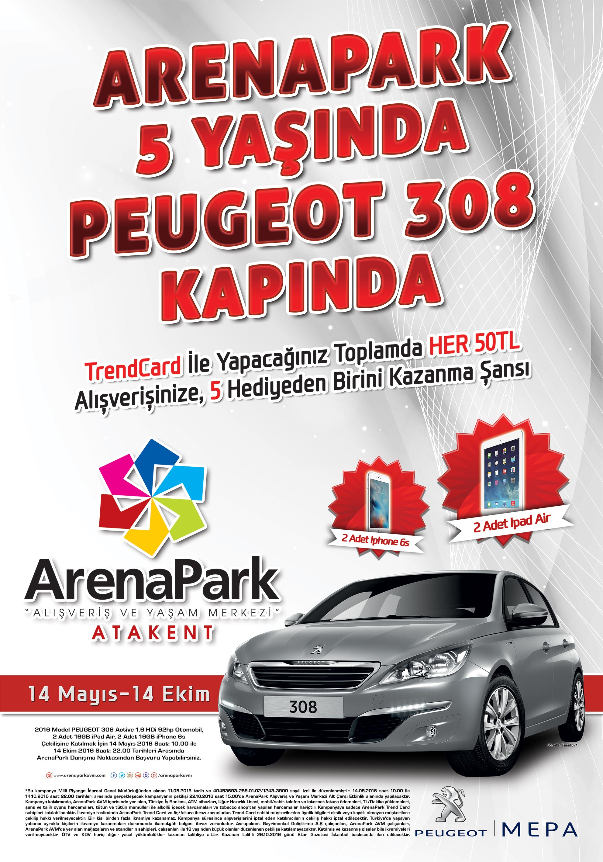 ArenaPark 5 Yaşında Peugeot 308 Kapında 