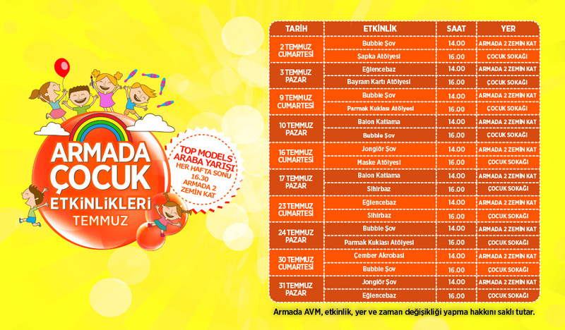Armada AVM Temmuz Ayı Çocuk Etkinlikleri 