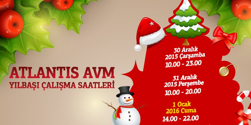 Atlantis AVM Yılbaşı Çalışma Saatleri