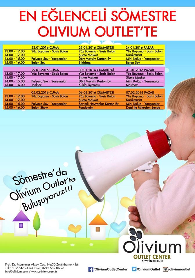 En Eğlenceli Sömestre Tatili Olivium Outlet AVM `de Sizleri Bekliyor! 
