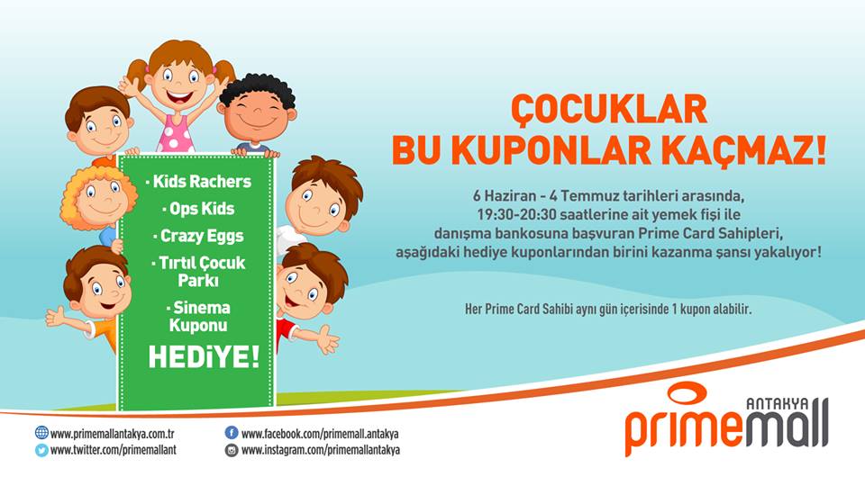 Primemall Antakya AVM `de Çocuklara Hediye Kuponlar 