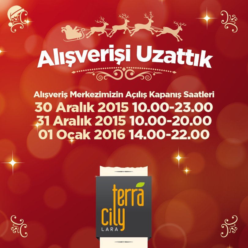 Terracity AVM Yılbaşı Çalışma Saatleri 