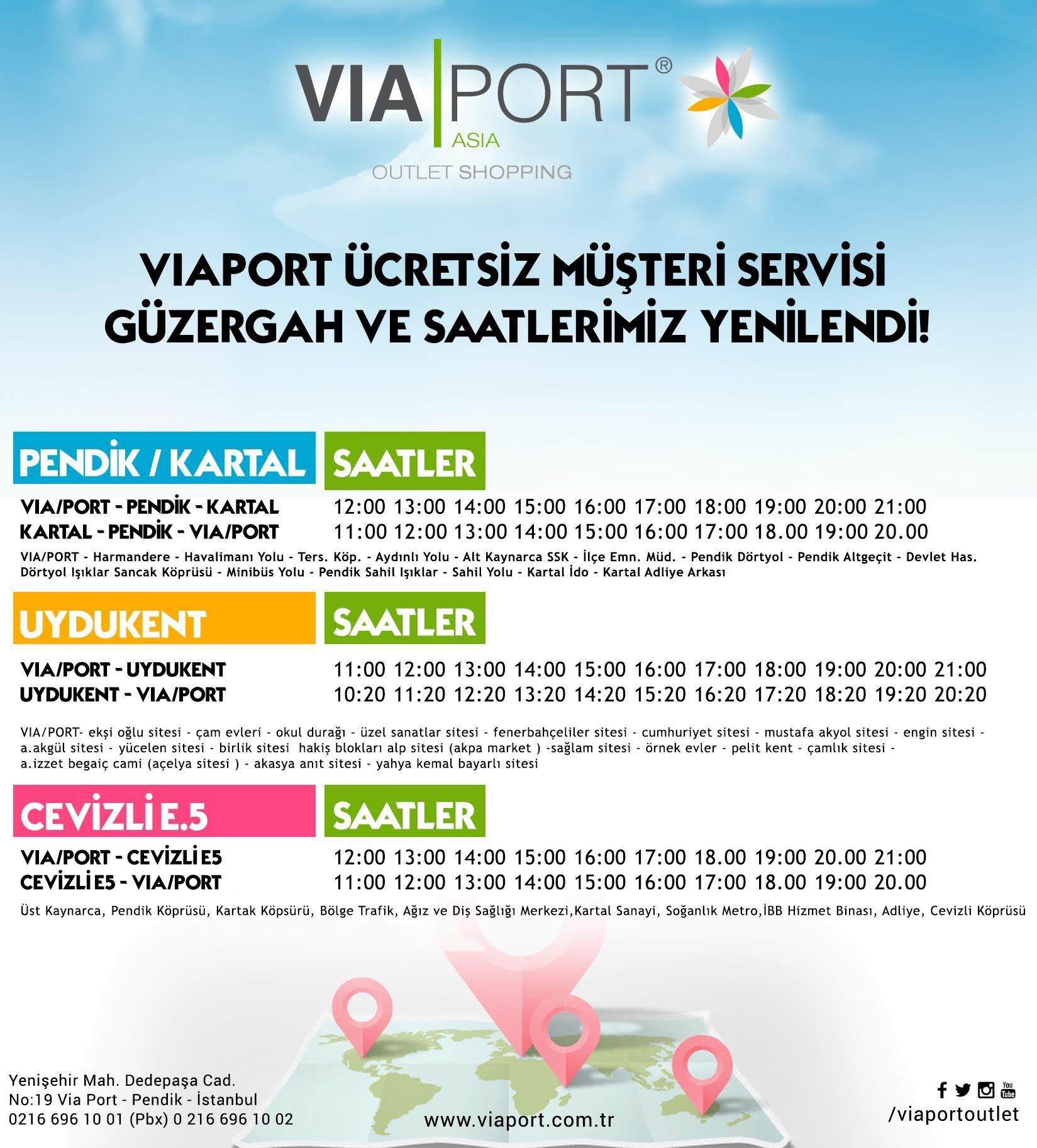ViaPort Asia Outlet AVM Servis Saatleri ve Güzergahlarını Yeniledi 
