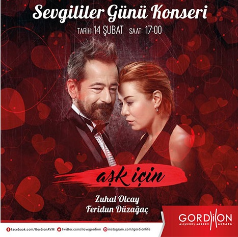 Zuhal Olcay ve Feridun Düzağaç 14 Şubat Pazar Günü Gordion AVM `de 