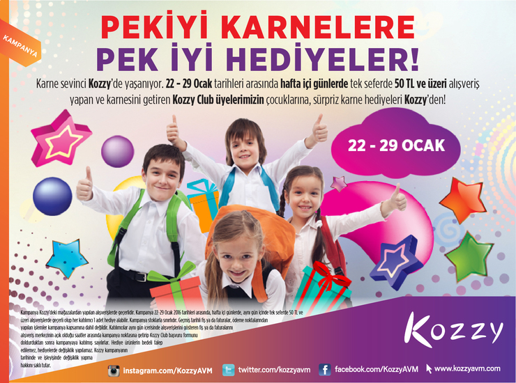 Kozzy AVM `den Pekiyi Karnelere Pekiyi Hediyeler 